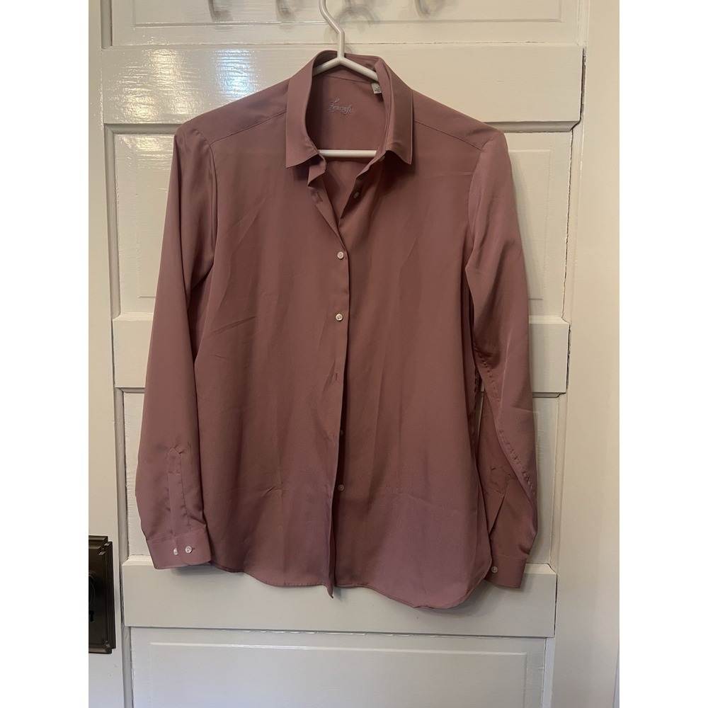 Foxcroft Womens Dusty Rose Pink Long Sleeve Button Down Blouse Size 12